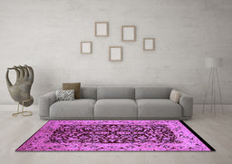 Machine Washable Oriental Purple Industrial Area Rugs in a Living Room, wshurb3011pur