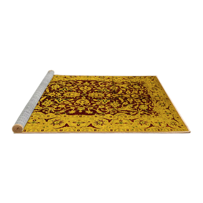 Sideview of Machine Washable Oriental Yellow Industrial Rug, wshurb3011yw