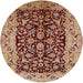 Round Mid-Century Modern Sandy Brown Oriental Rug, urb3011