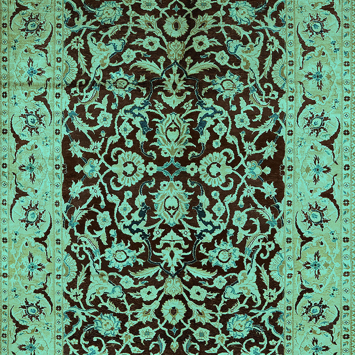 Machine Washable Oriental Turquoise Industrial Area Rugs, wshurb3011turq