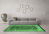 Machine Washable Oriental Emerald Green Industrial Rug, wshurb3011emgrn