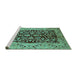 Sideview of Machine Washable Oriental Turquoise Industrial Area Rugs, wshurb3011turq