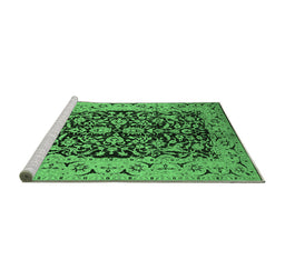 Sideview of Machine Washable Oriental Emerald Green Industrial Area Rugs, wshurb3011emgrn