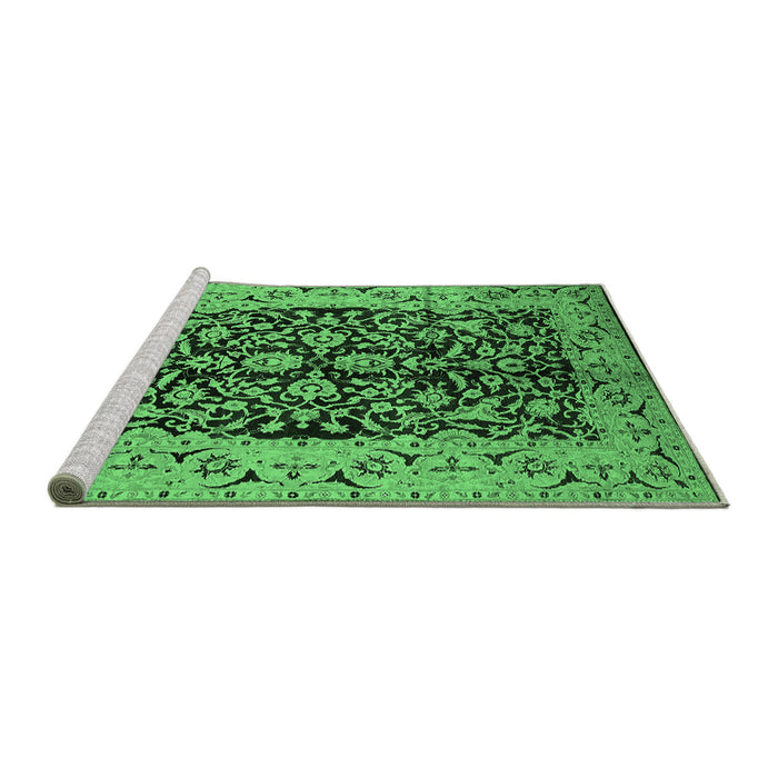 Sideview of Machine Washable Oriental Emerald Green Industrial Area Rugs, wshurb3011emgrn