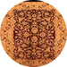 Round Machine Washable Oriental Orange Industrial Area Rugs, wshurb3011org