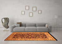 Machine Washable Oriental Orange Industrial Rug, wshurb3011org