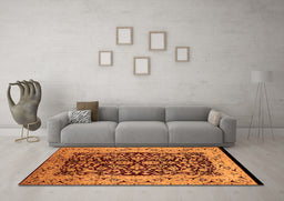 Machine Washable Oriental Orange Industrial Area Rugs in a Living Room, wshurb3011org