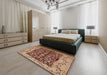 Mid-Century Modern Sandy Brown Oriental Rug in a Bedroom, urb3011