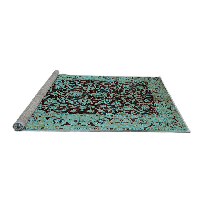 Sideview of Machine Washable Oriental Light Blue Industrial Rug, wshurb3011lblu