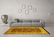 Machine Washable Oriental Yellow Industrial Rug in a Living Room, wshurb3011yw