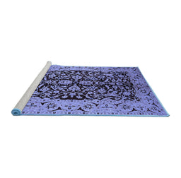 Sideview of Machine Washable Oriental Blue Industrial Rug, wshurb3011blu