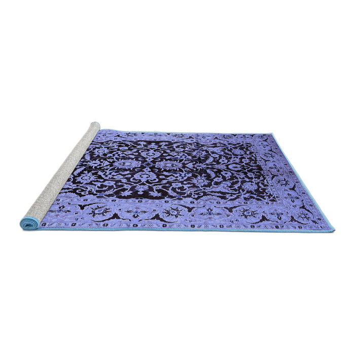 Sideview of Machine Washable Oriental Blue Industrial Rug, wshurb3011blu