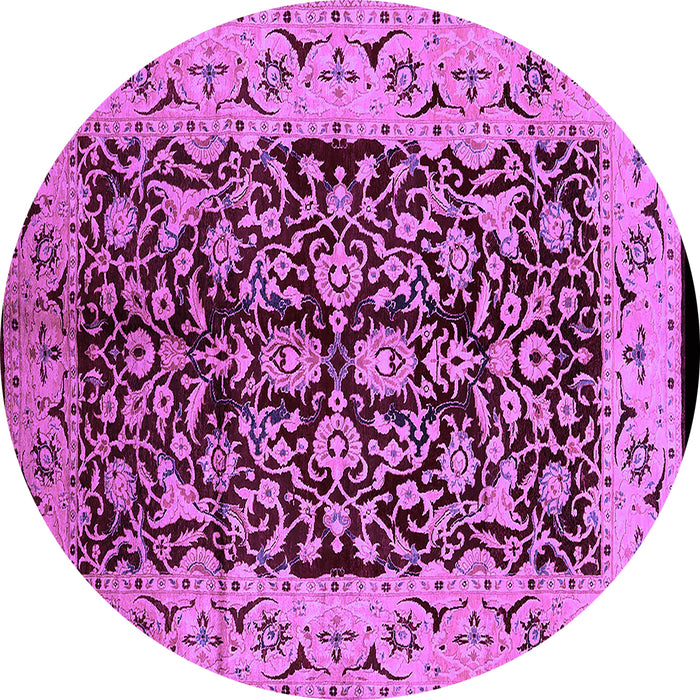 Round Machine Washable Oriental Purple Industrial Area Rugs, wshurb3011pur