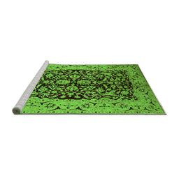 Sideview of Machine Washable Oriental Green Industrial Area Rugs, wshurb3011grn