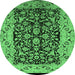 Round Oriental Emerald Green Industrial Rug, urb3011emgrn