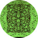 Round Oriental Green Industrial Rug, urb3011grn