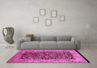 Machine Washable Oriental Pink Industrial Rug, wshurb3011pnk