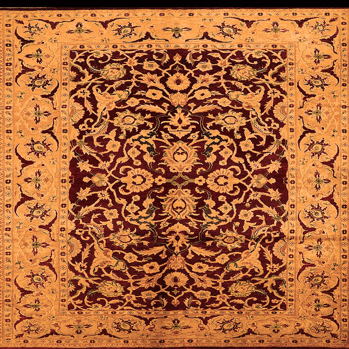 Square Machine Washable Oriental Orange Industrial Area Rugs, wshurb3011org