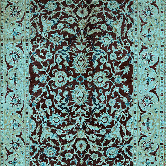 Machine Washable Oriental Light Blue Industrial Rug, wshurb3011lblu