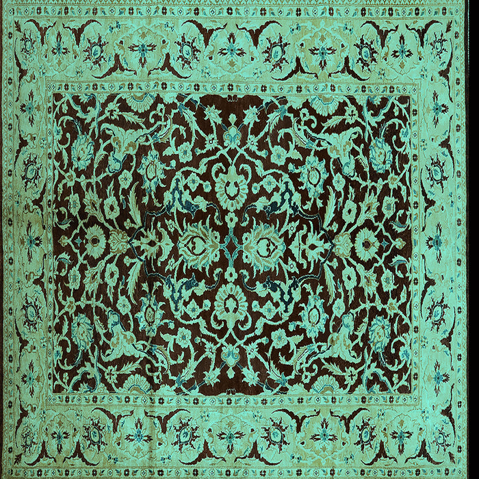 Square Oriental Turquoise Industrial Rug, urb3011turq