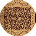 Round Oriental Brown Industrial Rug, urb3011brn