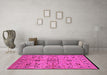 Machine Washable Oriental Pink Industrial Rug in a Living Room, wshurb3012pnk