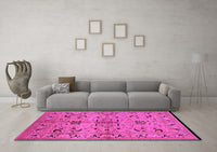 Machine Washable Oriental Pink Industrial Rug, wshurb3012pnk