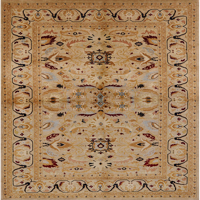 Square Mid-Century Modern Brown Sand Brown Oriental Rug, urb3012