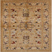 Square Mid-Century Modern Brown Sand Brown Oriental Rug, urb3012