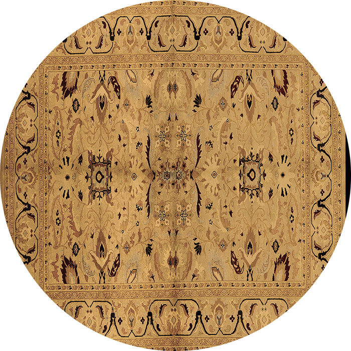 Round Machine Washable Oriental Brown Industrial Rug, wshurb3012brn