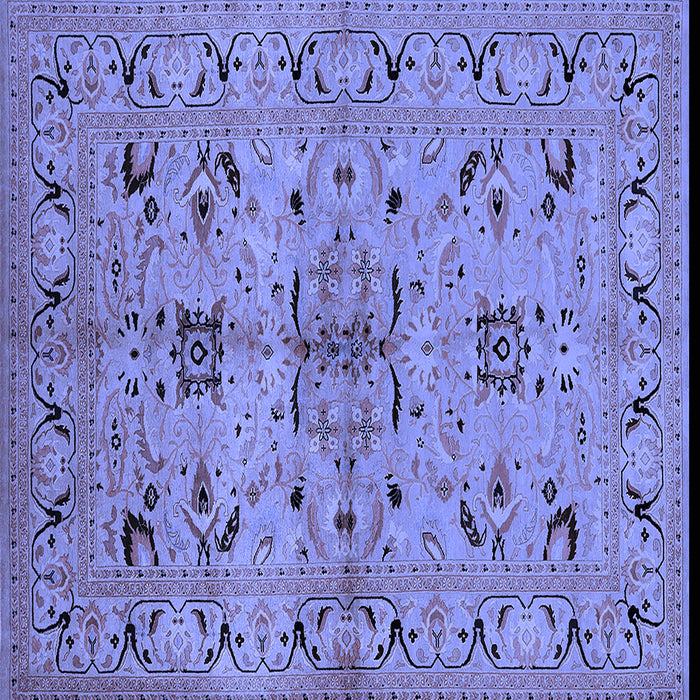 Square Machine Washable Oriental Blue Industrial Rug, wshurb3012blu