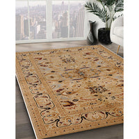 Mid-Century Modern Brown Sand Brown Oriental Rug, urb3012