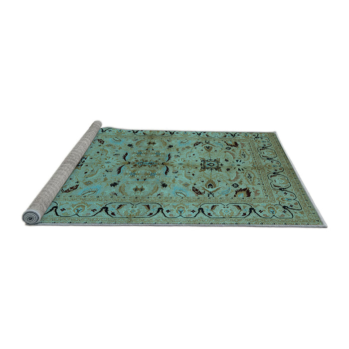 Sideview of Machine Washable Oriental Light Blue Industrial Rug, wshurb3012lblu