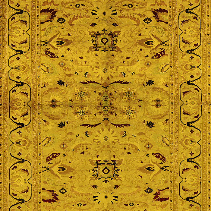 Machine Washable Oriental Yellow Industrial Rug, wshurb3012yw