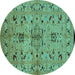 Round Oriental Turquoise Industrial Rug, urb3012turq