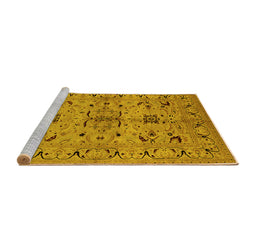 Sideview of Machine Washable Oriental Yellow Industrial Rug, wshurb3012yw