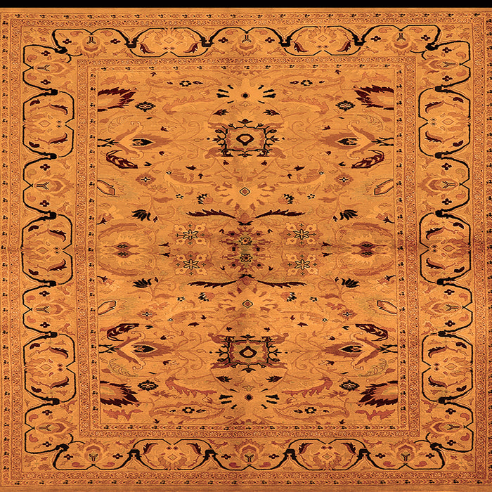 Square Machine Washable Oriental Orange Industrial Area Rugs, wshurb3012org
