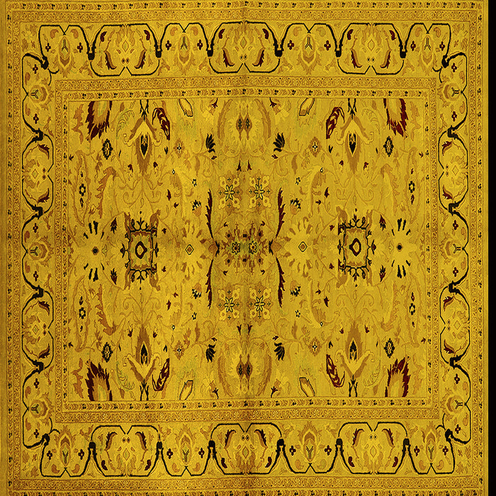 Square Machine Washable Oriental Yellow Industrial Rug, wshurb3012yw