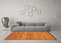 Machine Washable Oriental Orange Industrial Rug, wshurb3012org