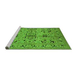 Sideview of Machine Washable Oriental Green Industrial Area Rugs, wshurb3012grn