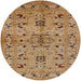 Round Machine Washable Industrial Modern Brown Sand Brown Rug, wshurb3012