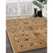 Mid-Century Modern Brown Sand Brown Oriental Rug in Family Room, urb3012