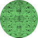 Round Oriental Emerald Green Industrial Rug, urb3012emgrn