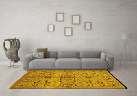 Machine Washable Oriental Yellow Industrial Rug, wshurb3012yw