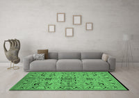 Machine Washable Oriental Emerald Green Industrial Rug, wshurb3012emgrn