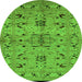 Round Oriental Green Industrial Rug, urb3012grn