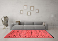 Machine Washable Oriental Red Industrial Rug, wshurb3012red