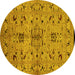 Round Oriental Yellow Industrial Rug, urb3012yw