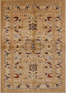 Mid-Century Modern Brown Sand Brown Oriental Rug, urb3012