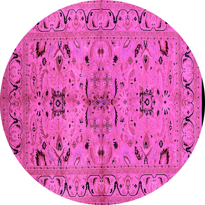 Round Machine Washable Oriental Pink Industrial Rug, wshurb3012pnk